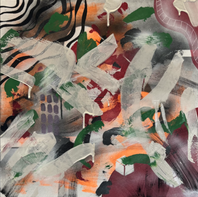 Abstrakt mixed media målning på canvas
